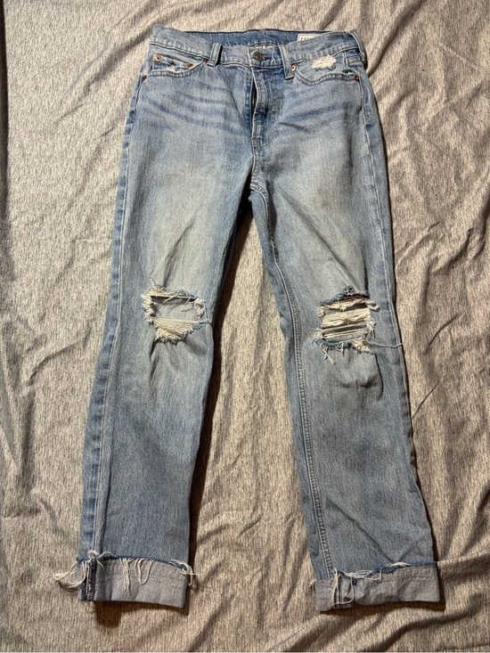 GAP Denim - GAP Light Blue Distressed Cheeky Straight Hi Rise Jeans